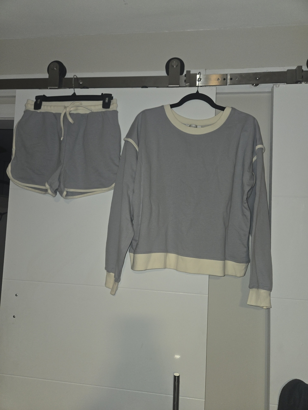 Zenana Outfitters Light Blue and Cream Lounge Top